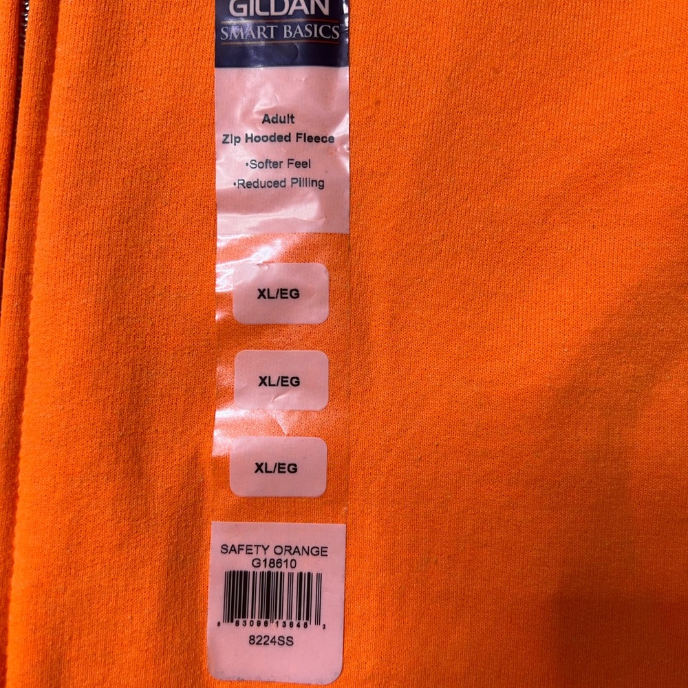 New Gildan XL Hoodie Zip Up Sweatshirt, Safety Orange - Picture 2 of 4